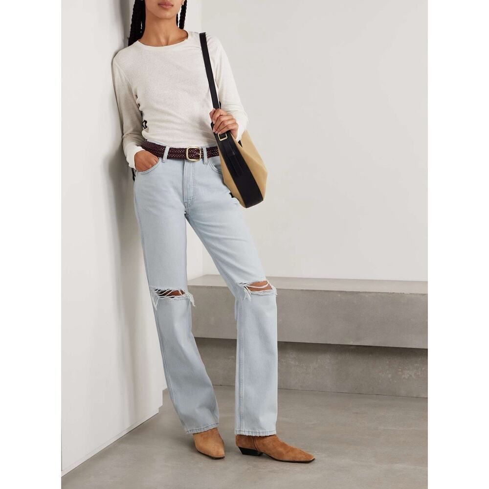 NWT RE/DONE 90s High-Rise Loose Straight Jeans Bleach Destroy sz 29